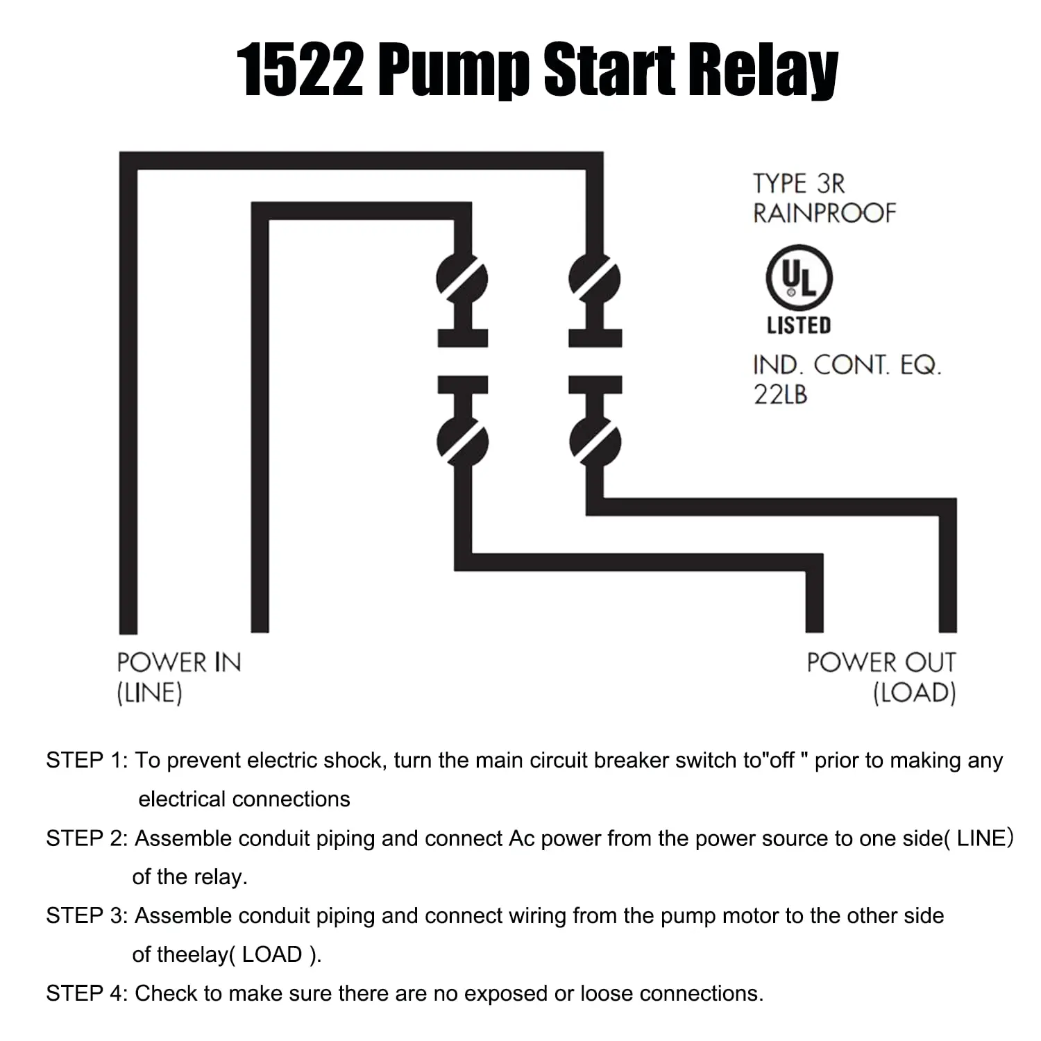 Реле пуска насоса TML 1522 для ирригационных систем с корпусом 3 HP / 110V 220V 24V катушка