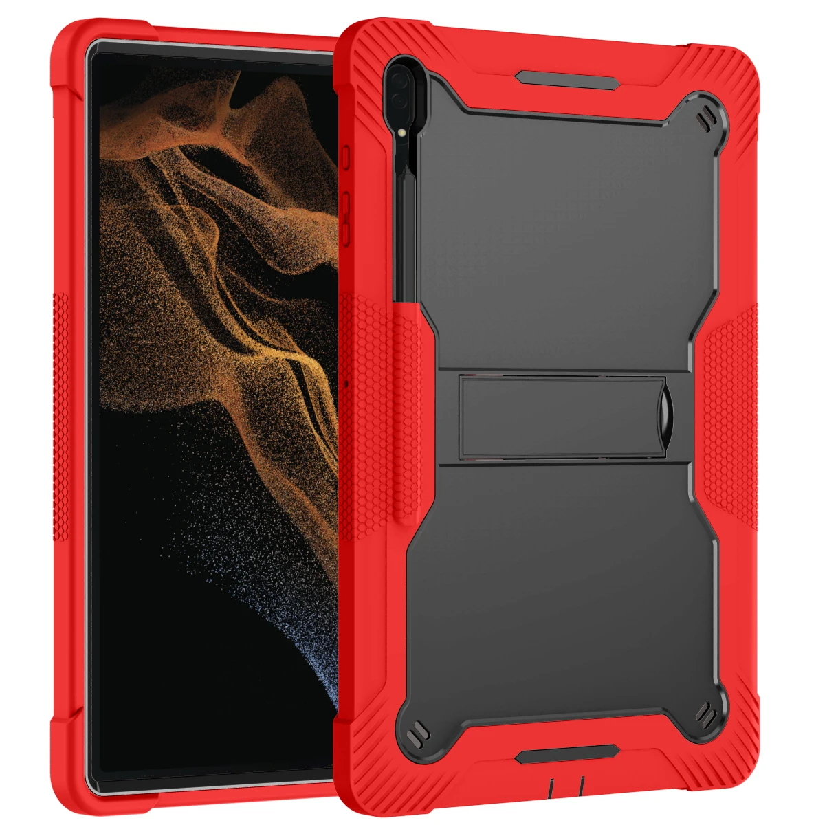 

Case For Samsung Galaxy Tab S8 Ultra 14.6" SM-X900 SM-X906 X900 X906 Hybrid Armored Shockproof Silicone Kids Cover Desktop Stand