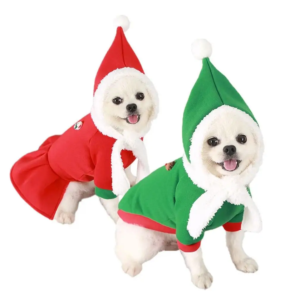 

Pet Christmas Dress Up Clothes Warm Velvet Costume Cosplay Outfit With Hat Pet Supplies For Dogs Cats