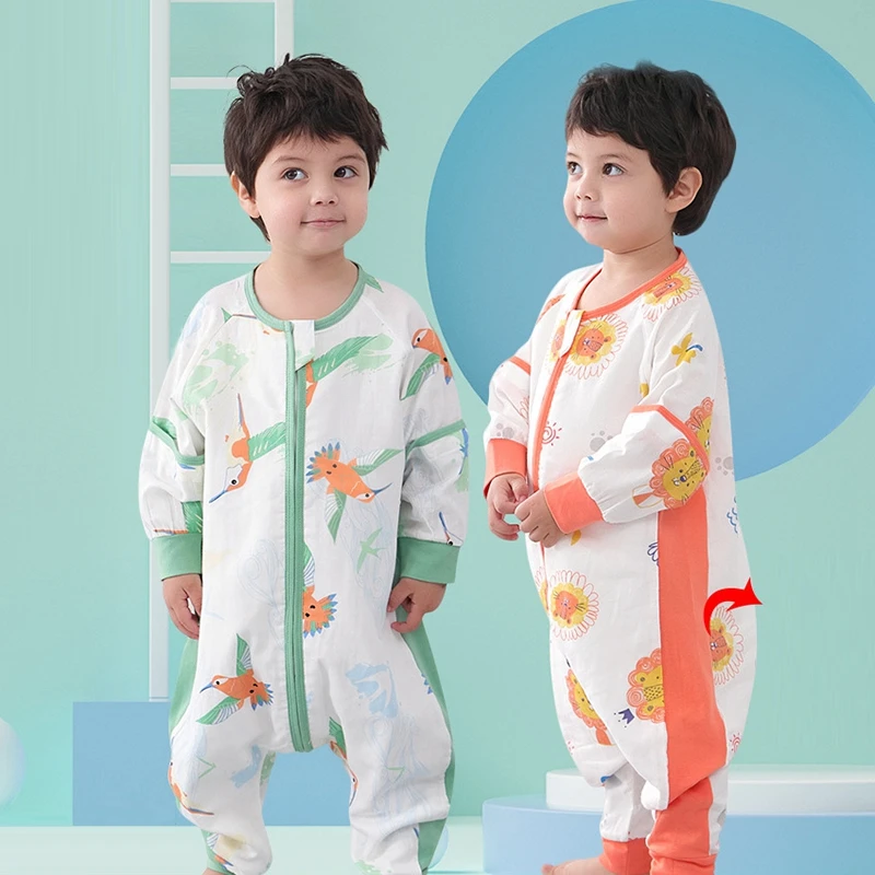 

Cotton Baby Sleeping Bag Infant Sleep Sack Short Sleeve Toddler Pajamas Kids Swaddle with Zipper Boys Girls Jumpsuit Baby Items