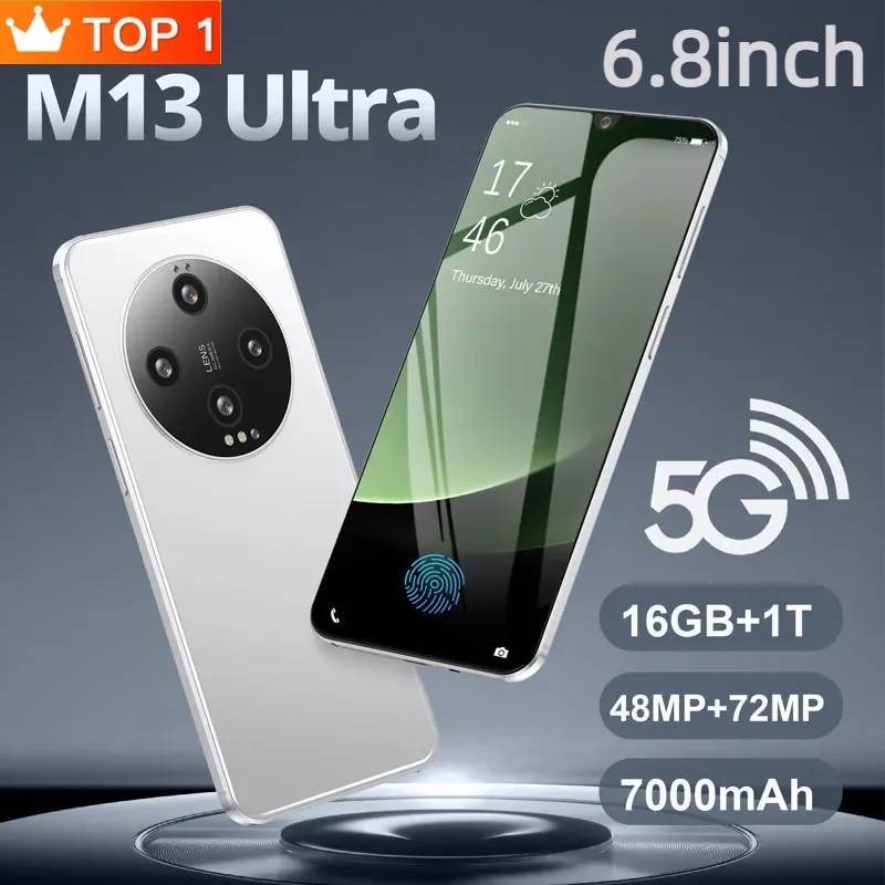 

New Original M13 Ultra 6.8 HD Full Screen Smartphone Unlocked Mobile Phone 16G+1TB Telephone Global Version 4G 5G Cellphones