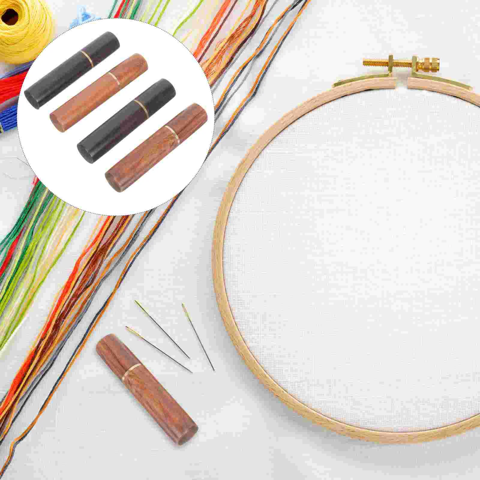 

Needle Sewing Holder Storage Case Organizer Box Toothpick Tubewood Thread Wooden Knitting Container Pocket Embroidery Convenient