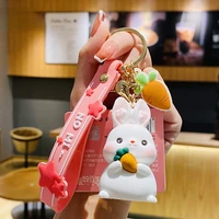 cute white rabbit keychain bag pendant doll boys and girls schoolbag car key ring chain jewelry holiday gift souvenir wholesale
