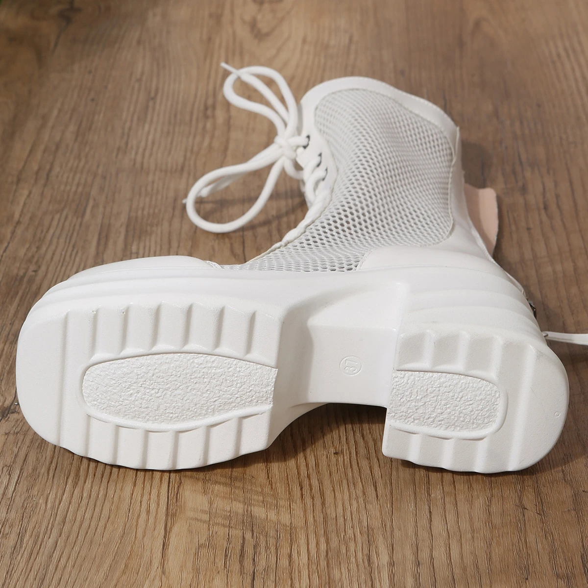 2023 European-style Summer Goth Punk Sexy Platform Shoes Block High Heel Mesh Cross Tied  Cool Sandal Boots Mid Long Size 43