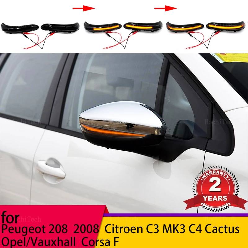 

Динамический сигнал поворота, зеркальный индикатор, обойма для Peugeot 208 2008 12-22 Citroen C3 MK3 C4 Cactus Opel Corsa F