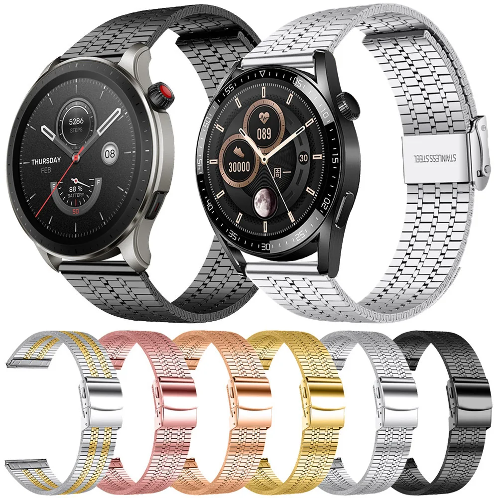 Ремешок для часов Huawei GT 4/3/2/2e/pro браслет из нержавеющей стали Active 2 Samsung Galaxy watch 4 5 pro