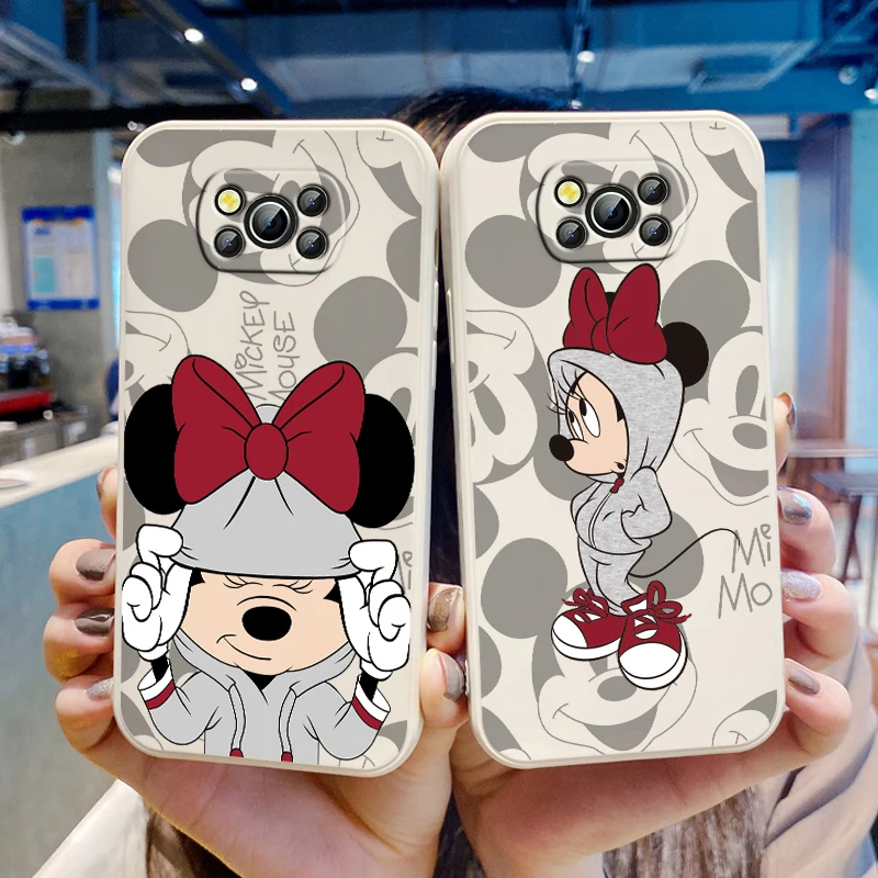 

Disney mickey minnie Fashion Phone Case For Xiaomi Poco X4 X3 F4 F3 NFC M5 M4 M3 GT S Pro 4G 5G Liquid Rope Cover Fund