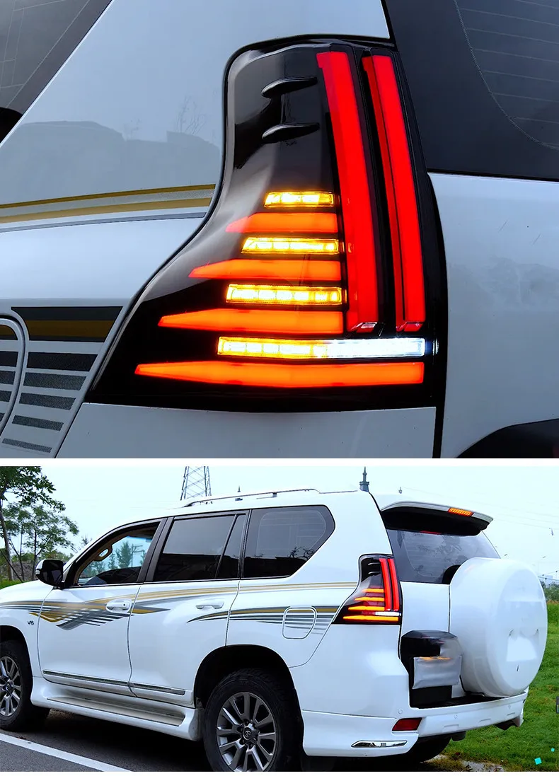 

For Toyota land cruiser prado 10-21 Car LED Tail Light Rear Taillight Stop Brake Driving Reversing Lamp Turn Signal