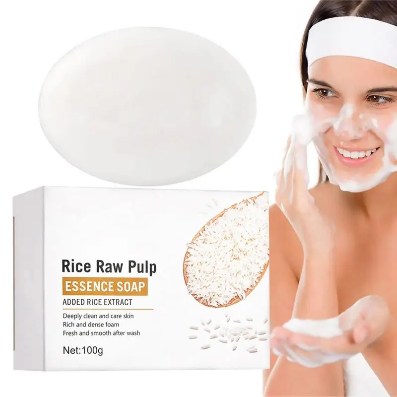 

Rice Whitening Soap Collagen Milk Whitening Soap Bar Pure Handmade Skincare Body Cleanser Brightens Skin Evens Tone Sun Damage