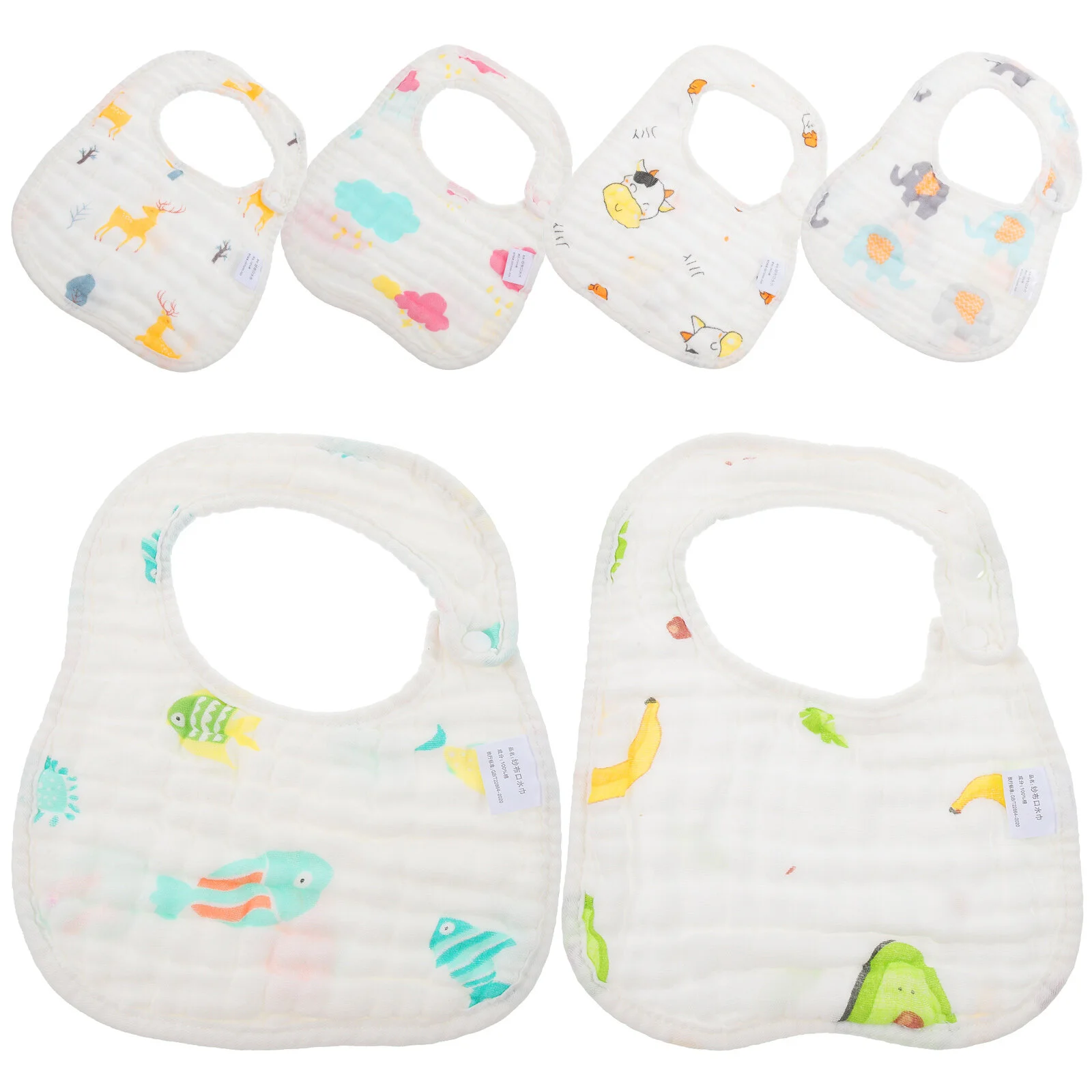 

6 Pcs Baby Bibs Boy Toddler Eating Supplies Newborn Drool Feeding Cotton Printing