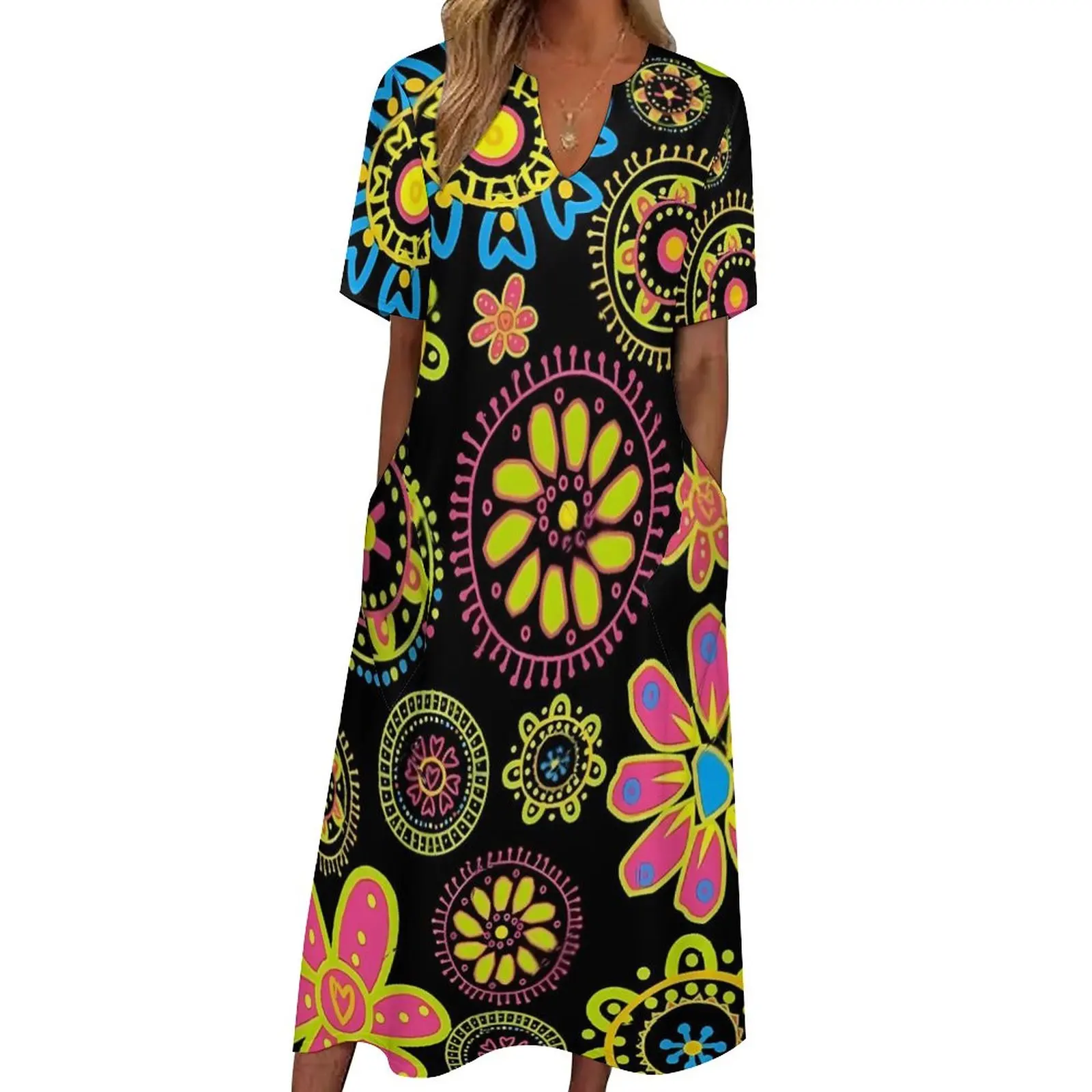 

Платье женское летнее длинное в богемном стиле с цветочным принтом