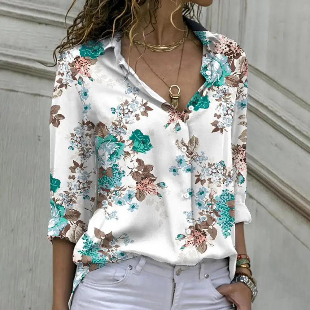 

Женская рубашка с отложным воротником, однобортный Кардиган с длинным рукавом, рубашка свободного кроя, рабочая рубашка с цветочным принтом листьев, уличная одежда
