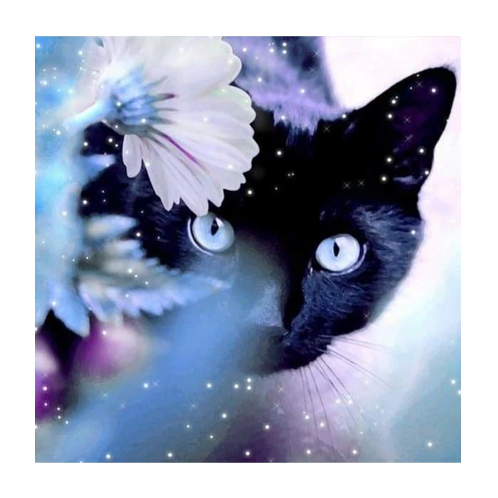 

KamyYi 2022 new diamond painting flower black cat self-adhesive cross stitch suit diamond mosaic embroidery decoration