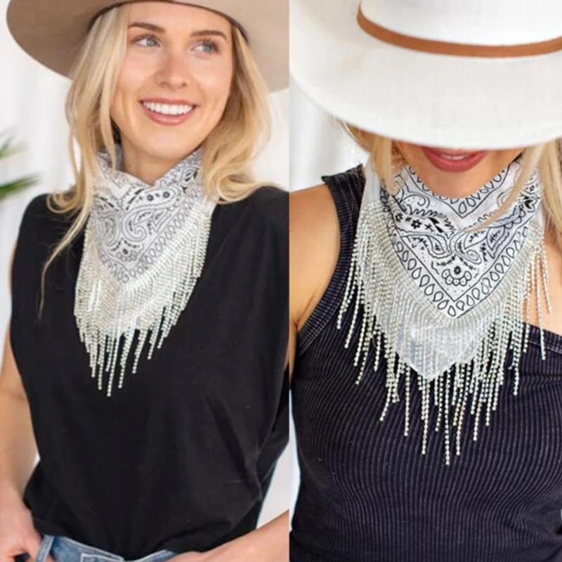 

Женская разноцветная Бандана с бахромой