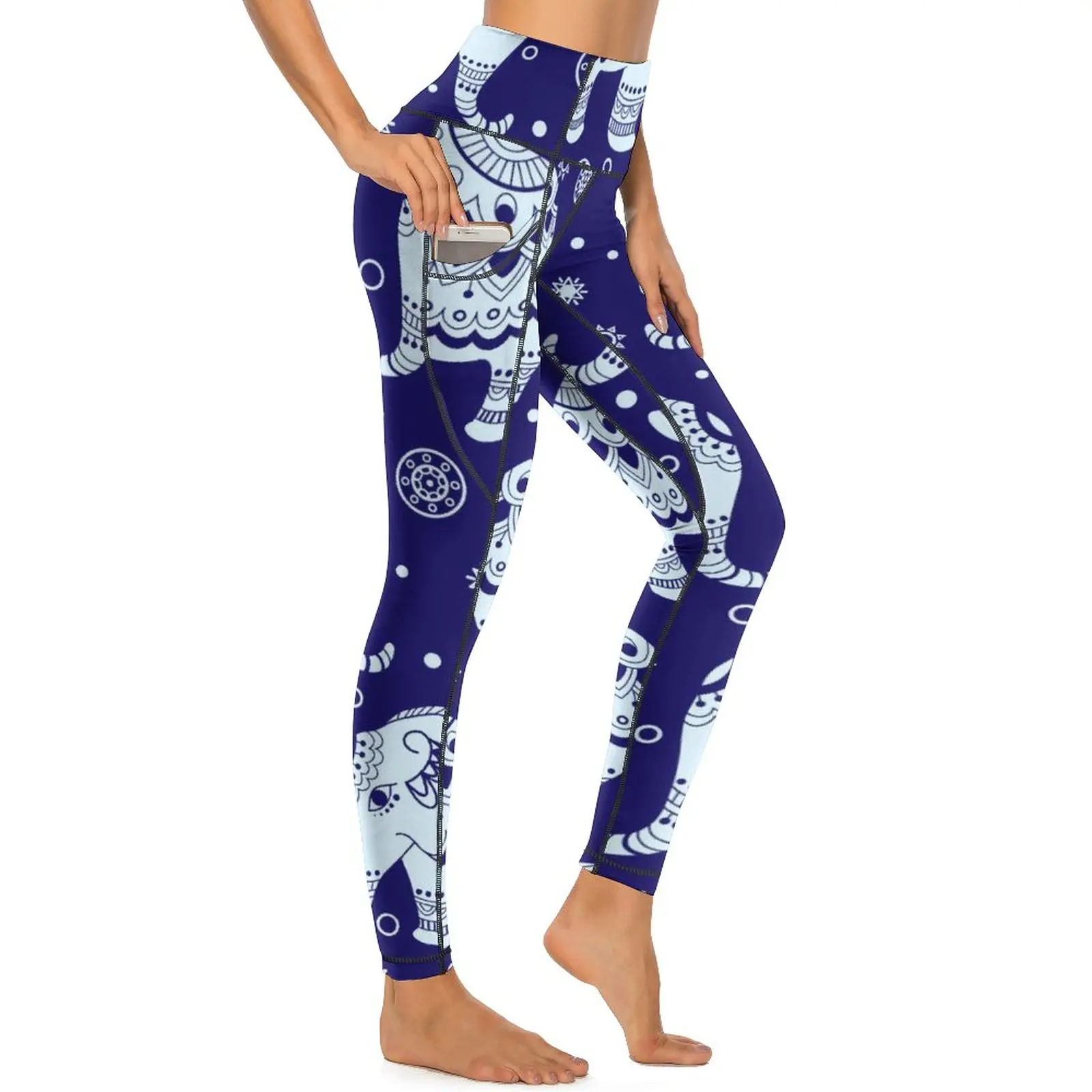 

Винтажные штаны для йоги со слоном, женские индийские этнические леггинсы с животными, пуш-ап, эстетические спортивные колготки для йоги, эл...