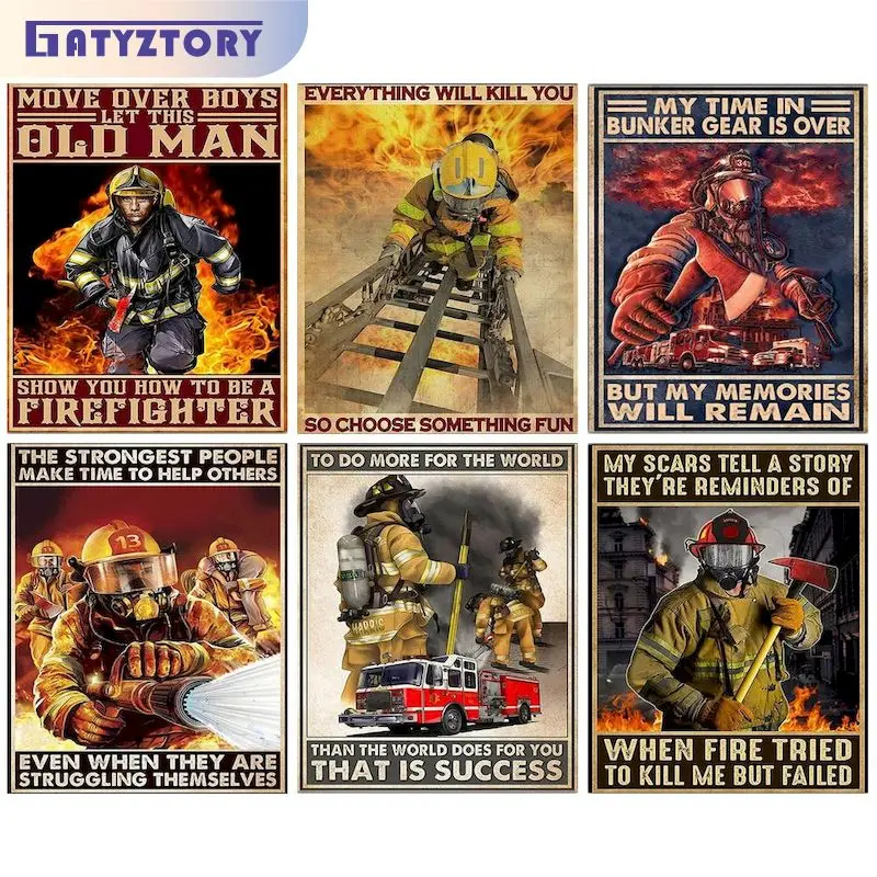 

GATYZTORY 5d Diamond Painting New Arrivals Firemen DIY Diamond Mosaic Full Square Figure Kits Embroidery Decor For Home