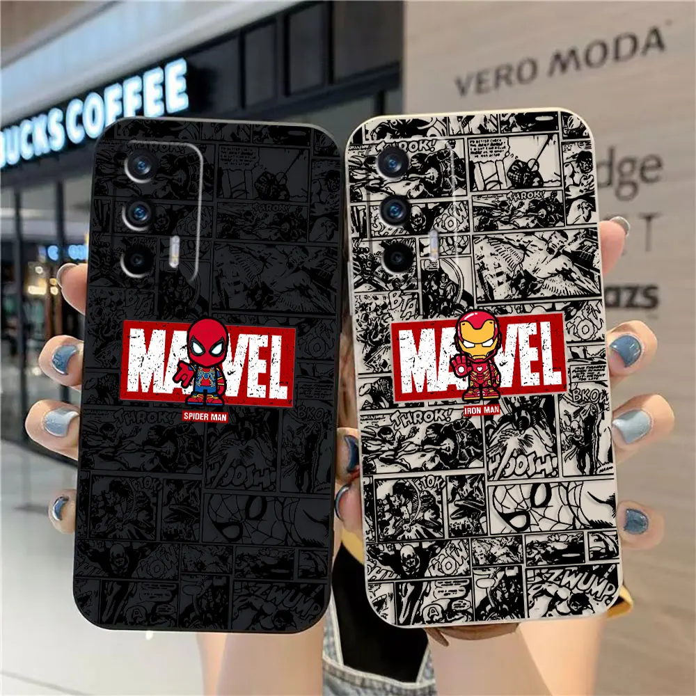 

Case For OPPO Realme 9 8 8I 7 6 5 C21 GT NEO 2 3 5 V15 V25 Colour Simple Liquid Silicone Case Marvel Iron Spider-Man Comics