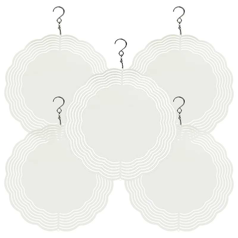 

5 Piece Sublimation Wind Spinner Blanks 8Inch Wind Spinners White Metal For Yard And Garden Indoor Outdoor Front Door Decoration