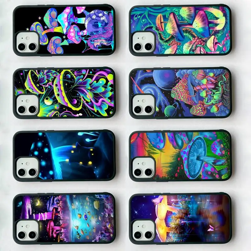 

Weird Trippy Mushroom Phone Case Silicone PC+TPU Case for iPhone 11 12 13 Pro Max 8 7 6 Plus X SE XR Hard Fundas