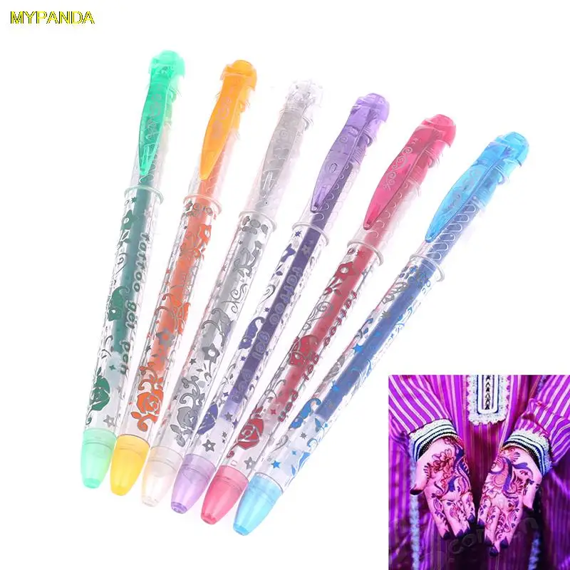 

6PCS Kids DIY Tattoo Pens Handdrawing Tattoo Gel Pens Funny Anti-stress Toys