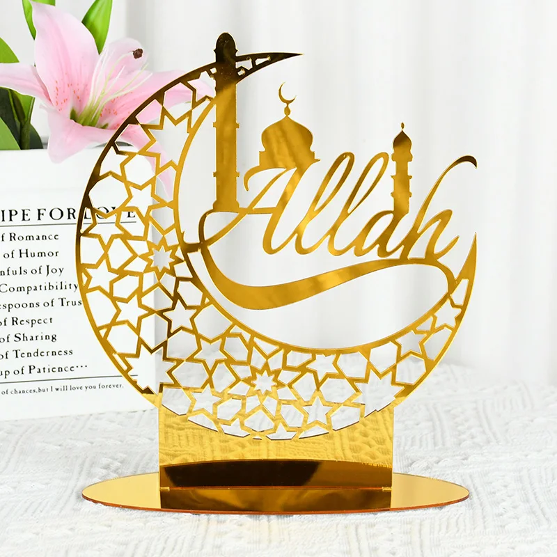 

Gold Acrylic Moon Star Ramadan EID 2023 Mubarak Decoration for Home Islamic Muslim Party Decor EID Gifts Abaya AL Adha Kareem