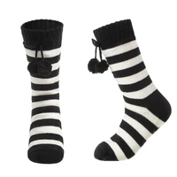 fluffy slippers sock women striped floor winter warm sleeping soft female plush non slip grip comfy silicone thermal short sock