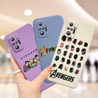 avengers cute logo for xiaomi redmi note 11 10 9s 9 9t 8 8t 7s 7 6 5 pro max 5g liquid silicone phone case funda capa