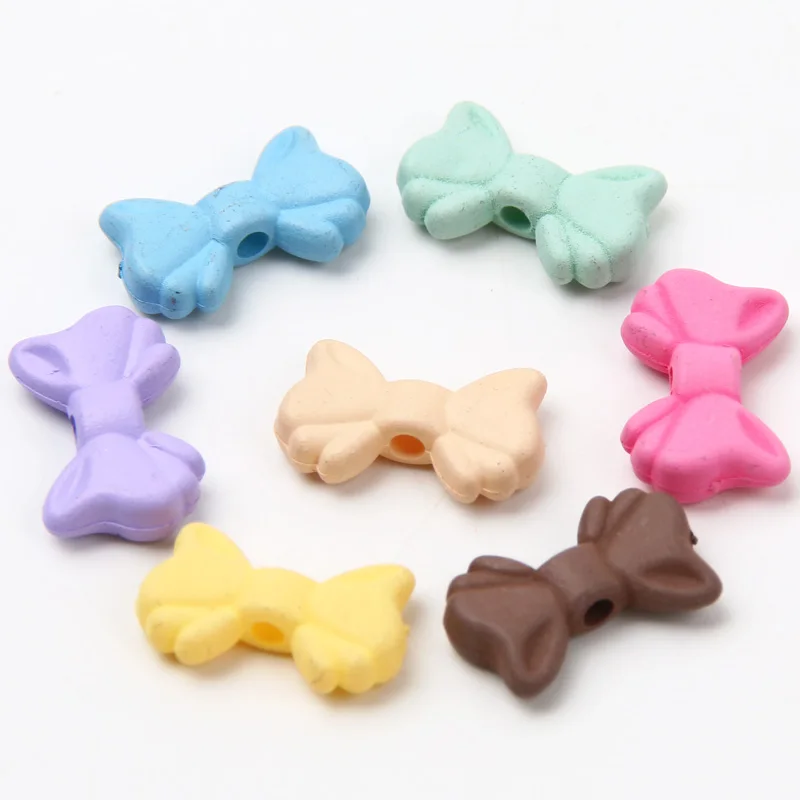 Матовый разноцветный милый бант 15 Х9 мм акриловые разделительные бусины для