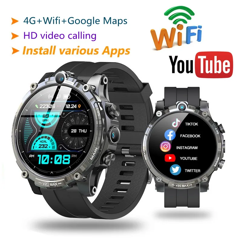 4g Android 8.1 Smart Watch Sim Card Men Call Mobile Phone Wifi Internet Google Map Navigation Dual Camera Photo Adult 4gb+128gb |