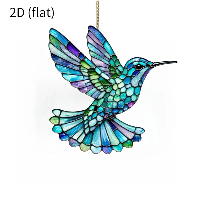 

Цветной стеклянный кулон с птицей