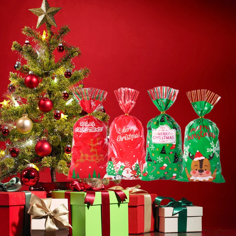 

50pcs 2023 Christmas Series Candy Bags Santa Elk Gift Bag Christmas Decorations Xmas Gift Bags Christmas Cookies Packing Bags
