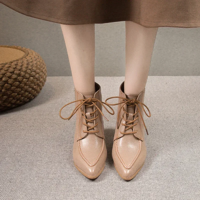 Женские осенние ботинки на высоком каблуке зимние дизайнерские Элегантные