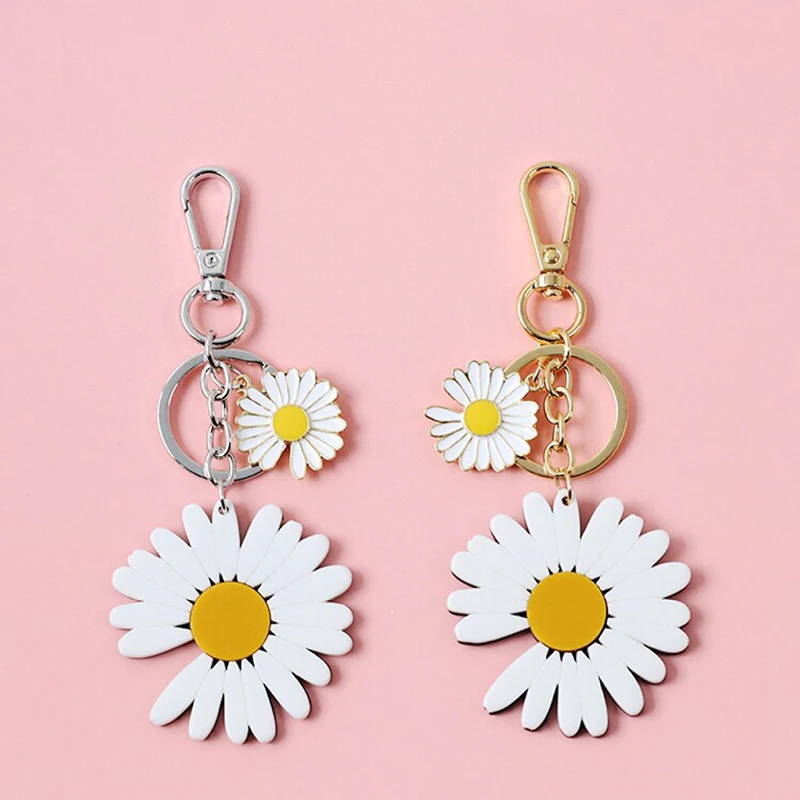 

Cute Little Daisy Flower Keychain Fashion Korean Keychain For Women Girl Keyring Headphone Case Car Bag Pendant Accessories