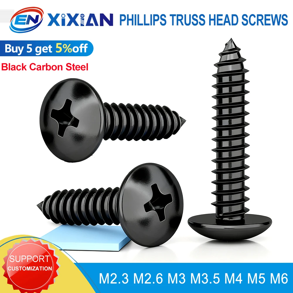 EN XIXIAN Саморезы черные углеродистые сталь M2.3 M2.6 M3 M3.5 M4 M5 M6