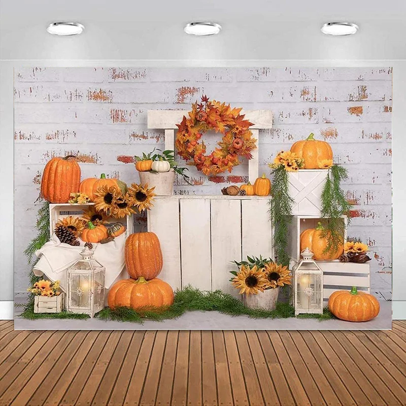 

Thanksgiving Day Gifts Photography Backdrops Autumn Harvest Background Pumpkin Shop Holiday Party Banner Decoration supplies