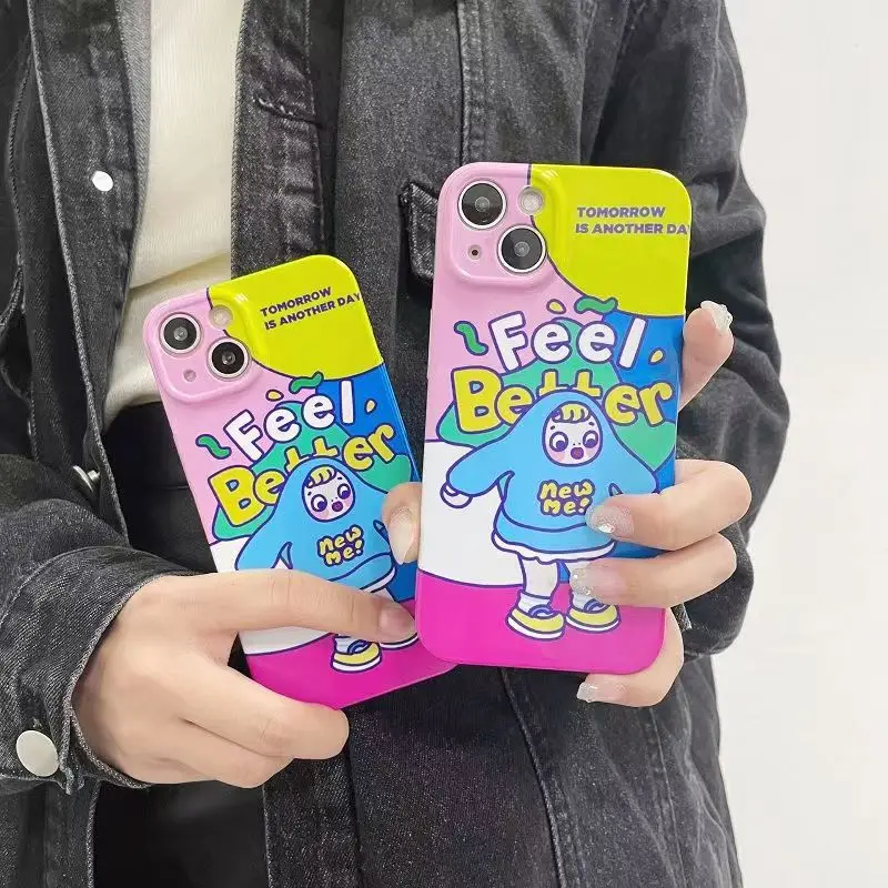 

Женский Забавный индивидуальный чехол для телефона IPhone 14 13 12 11 Pro Max полный чехол с глянцевой отделкой Япония Корея