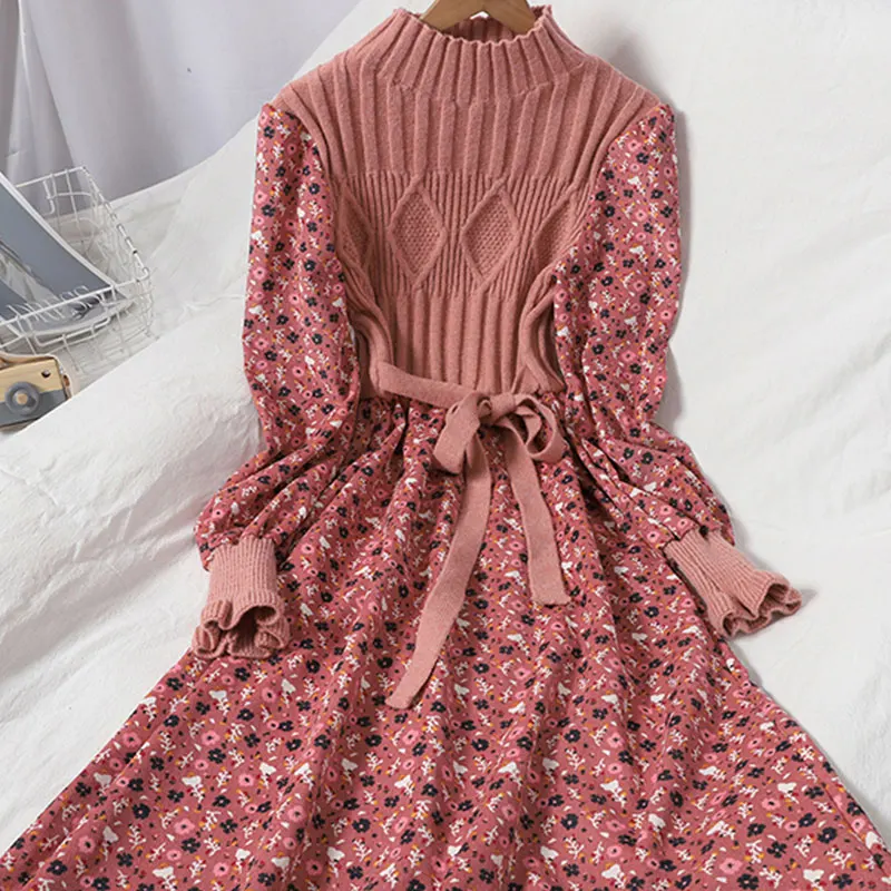 Зимнее вязаное нижнее платье женская осенне-зимняя одежда новинка 2024