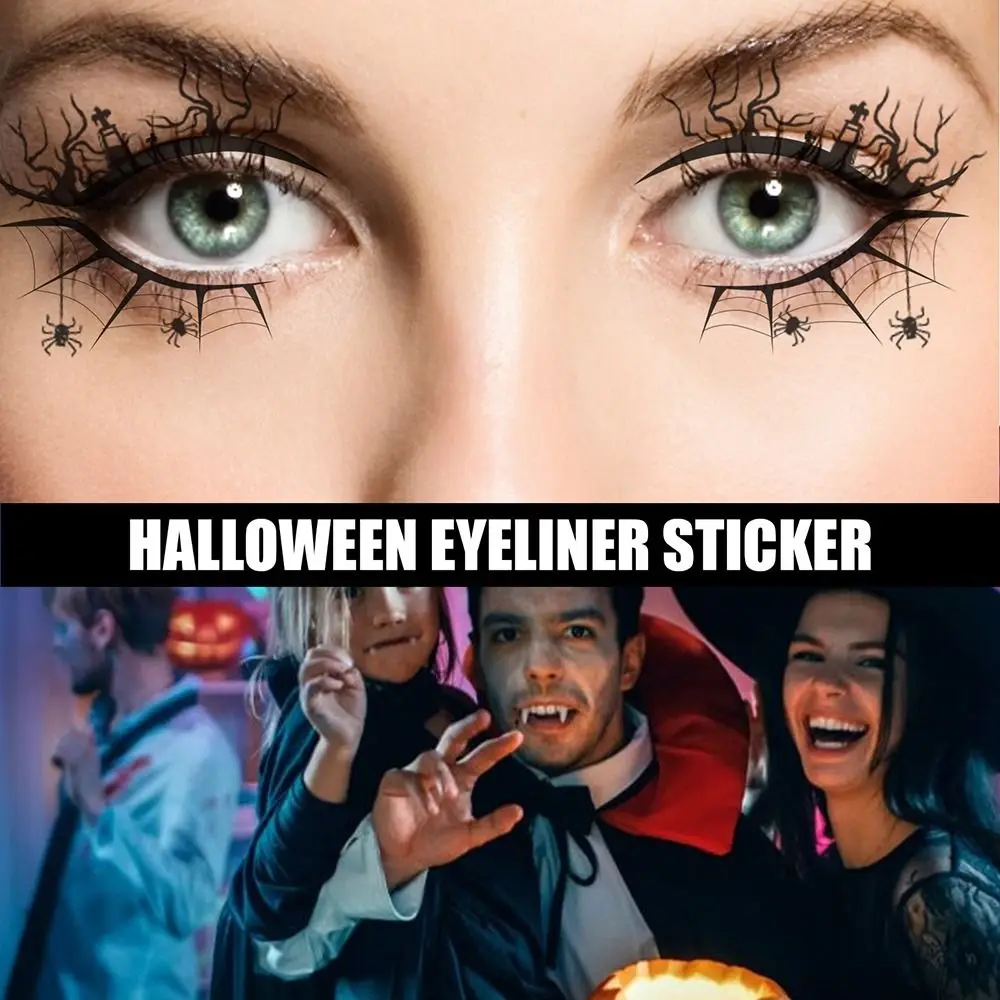 

4 Pairs Halloween Eyeshadow Temporary Tattoos DIY Waterproof Stickers Face Decoration Cobweb Scary Eye Art Makeup Tools