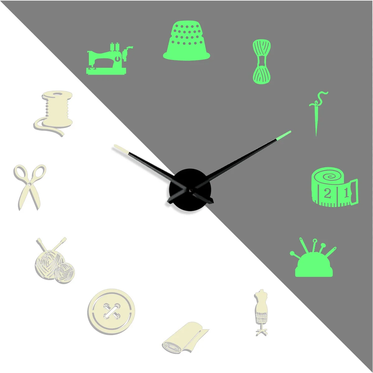 

Sewing tools DIY creative Different Luminous Frameless Wall Clock Home Decor Modern gifts