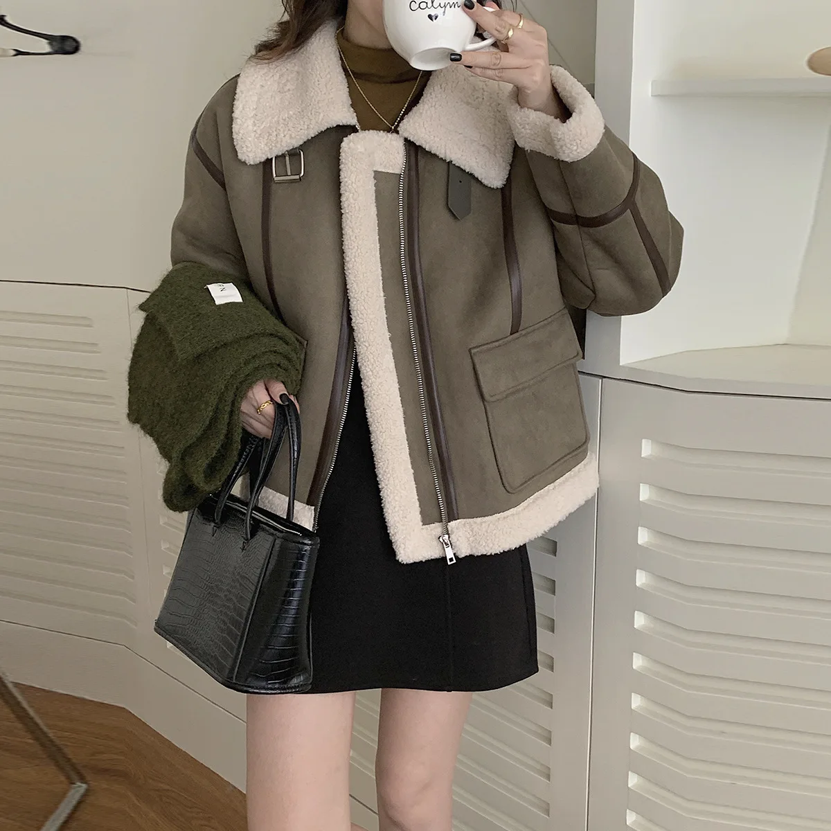 2022 Fashion Suede Coat Women's New Korean Style Loose Warm Lamb Wool Clothing Streetwear Thick Warm Winter Jacket For Female
