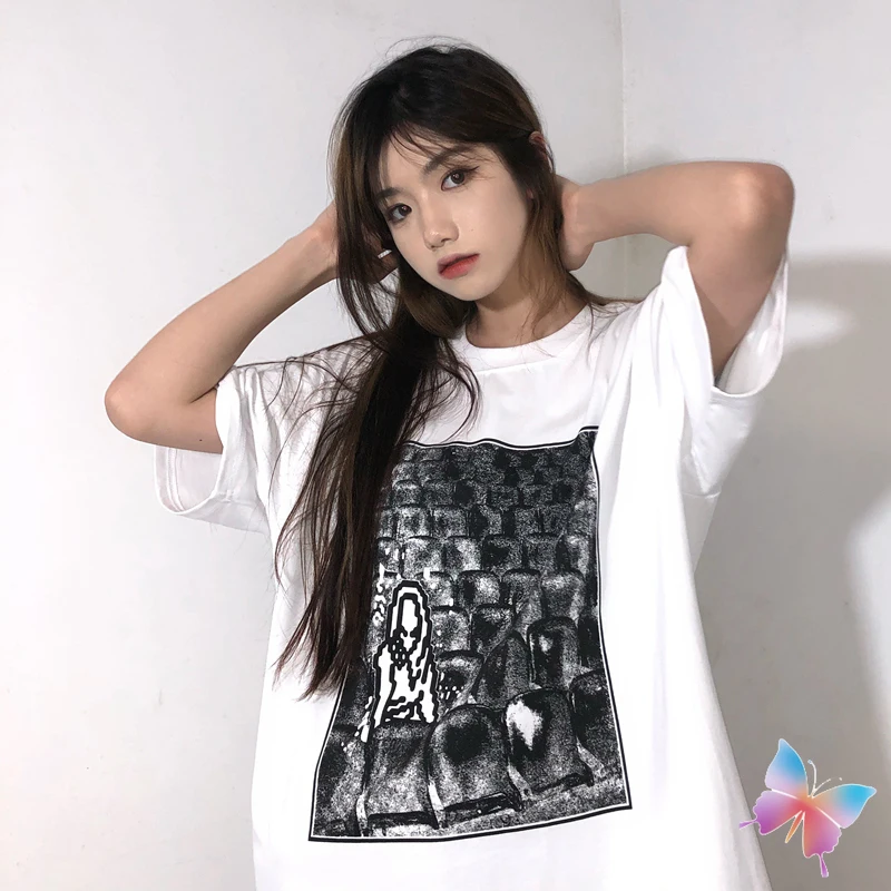 

CAVEMPT C.E Tshirts Japanese Retro Cinema Print Short-sleeved Men Women Street Abstract Bf Couple CAV T-shirt