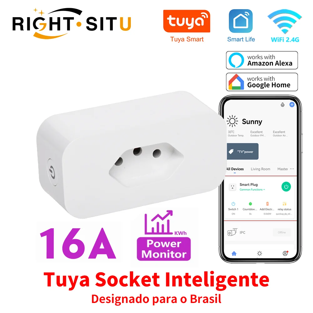 

Смарт-розетка A3 Tuya 16A с поддержкой Wi-Fi и монитором питания