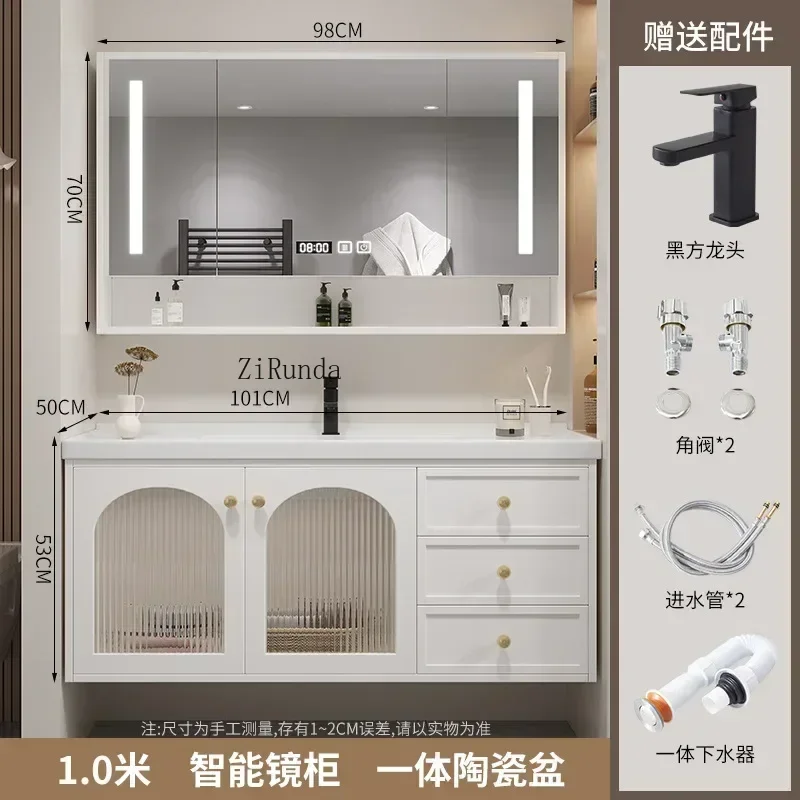 Зеркальный шкаф для ванной комнаты встроенная раковина из шиферной керамики