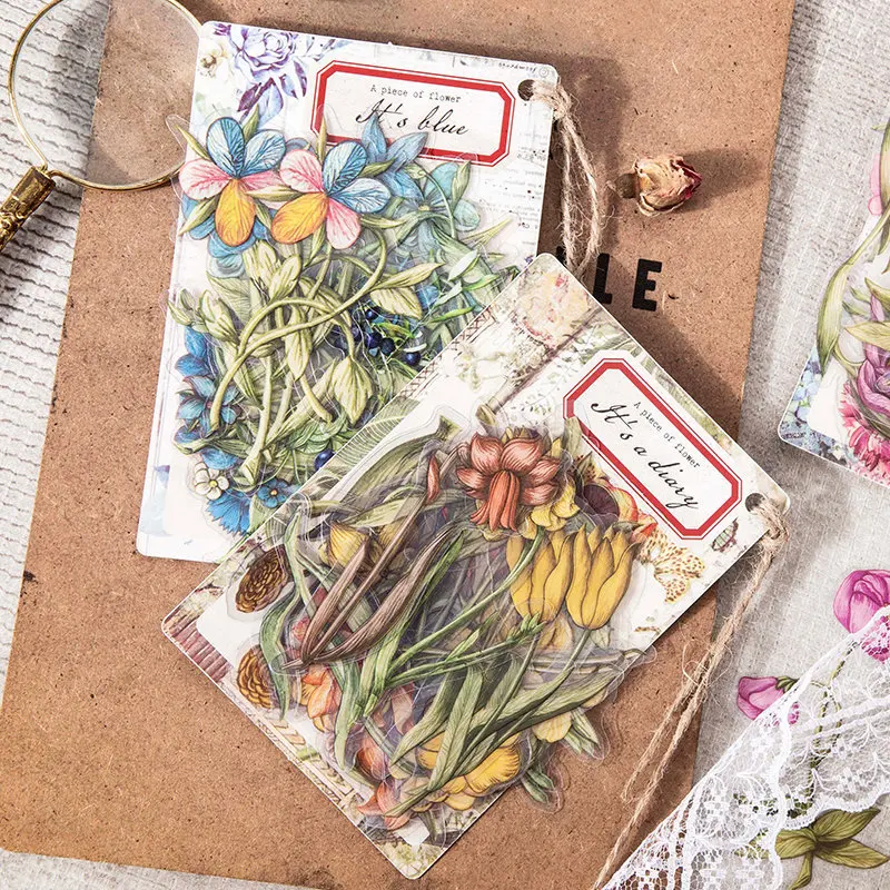 

30sheets/pack Aesthetics PET Stickers Kit Decor Stationary DIY Junk Journal Flowers Craft Stickers Scrapbooking Collage