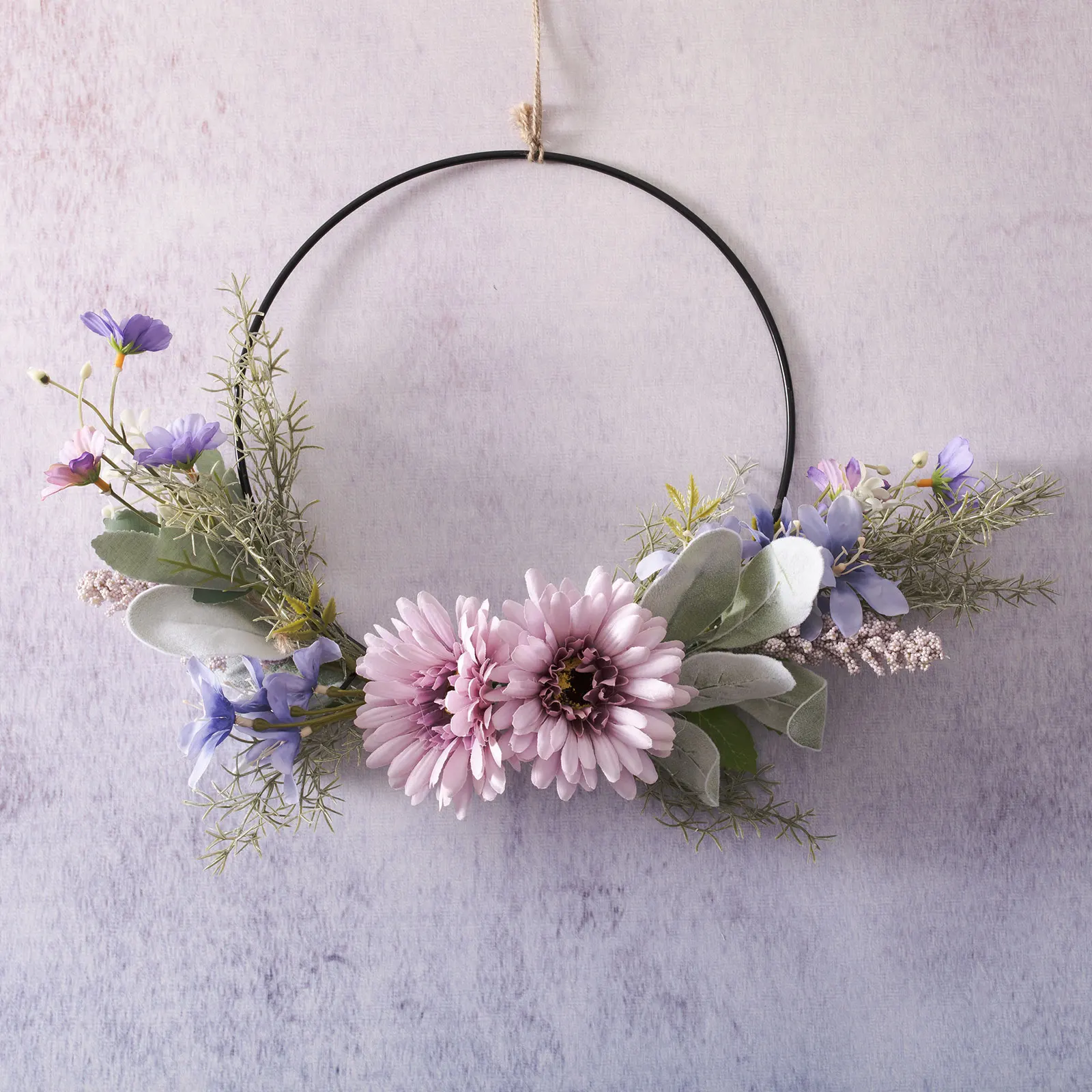 

Simulated Flower Wreath Artificial Dried Flowers Wall Hanging Single Ring 42cm Fake Plant Garland Wedding Party Home Decoration