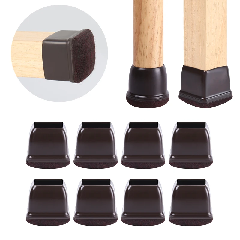 Silicone Chair Leg Floor Protectors Square Felt Furniture Pads Table Feet Cover Chair Leg Caps Cup No Scratches Anti-Noise 8PCS