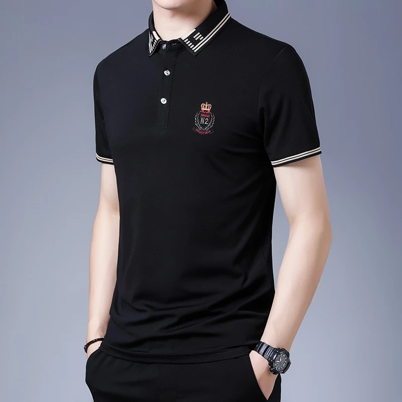

2022 New Embroidery Polo Shirts Men's Summer Short Sleeve Lapel Tee Tops High Quality Casual Business Social Polos Men Clothing