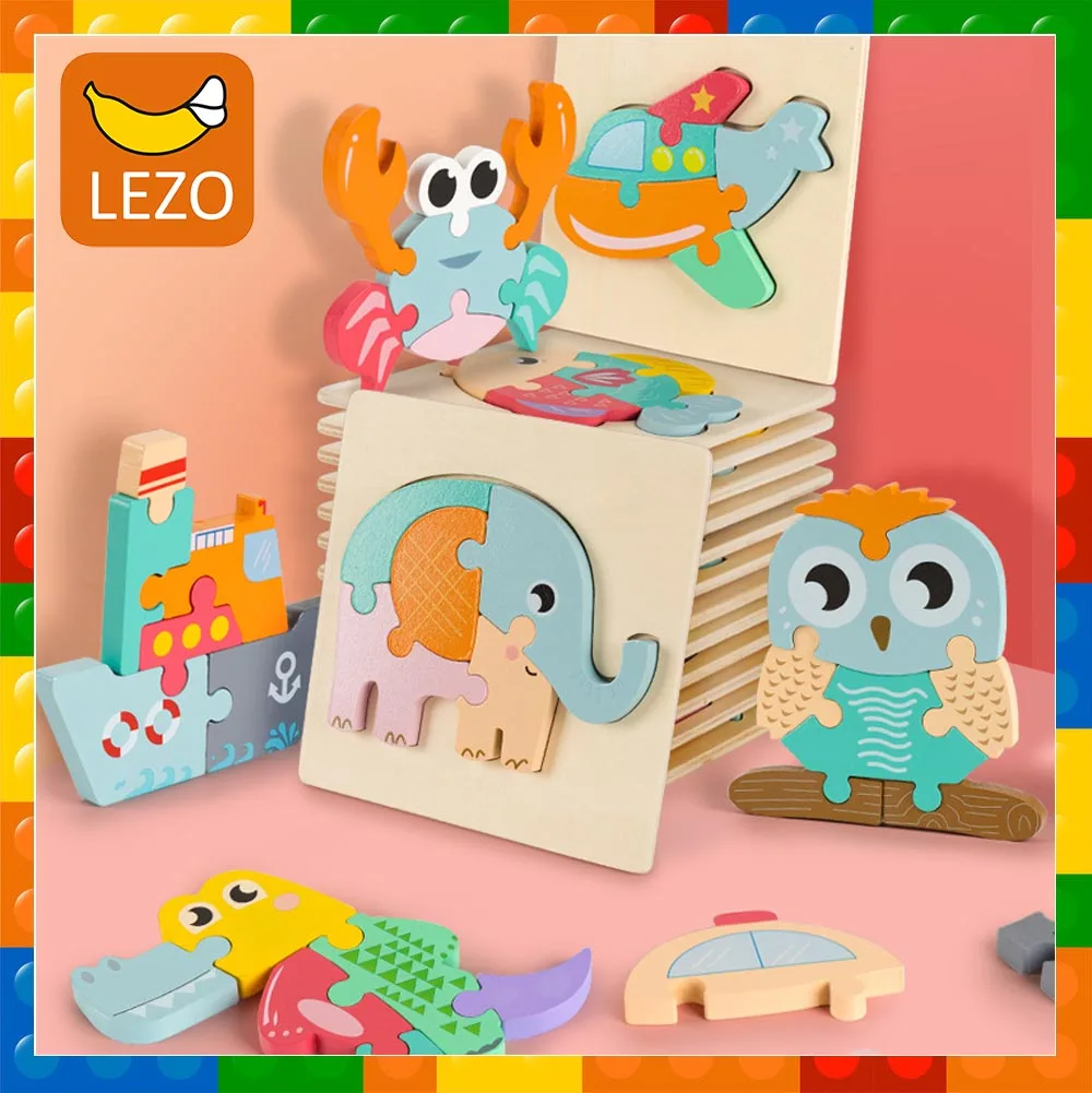 

6 шт./компл., 3D деревянные головоломки, развивающие Мультяшные животные, раннее познание, интеллектуальная игра-головоломка для детей, игруш...
