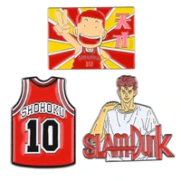 yq1134 anime slam dunk pin red cartoon brooch for women men teens backpack bags jeans shirts collar pin jewelry fans gift