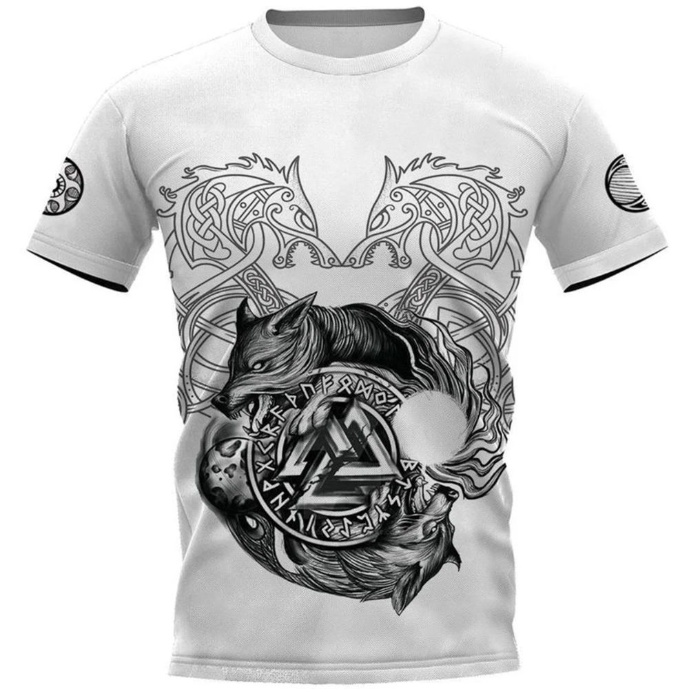 

Men's Short Sleeve T Shirt Harajuku Oversized Templar/Viking Art Print Fun O Neck Summer Hot Men's Top